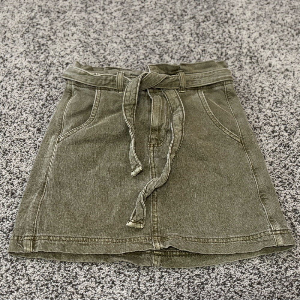 American Eagle Outfitters Olive Skirt with Tie Waist